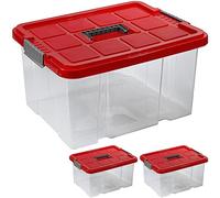 ARTECSIS 3 Boite rangement Plastique 27L, 44x35x24cm AVEC Couvercle/Caisse Transparente