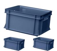 ARTECSIS 3x Caisse de Rangement Empilable 11L Bleu acier - 35x24x18 cm - Bac Plastique pour Rangement, Stockage, Transport ou Logistique