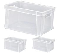 ARTECSIS 3x Caisse de Rangement Empilable 29L Transparent - 41x34x24 cm - Bac Plastique pour Rangement, Stockage, Transport ou Logistique