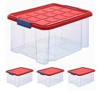 ARTECSIS 4 Boite rangement Plastique 15L, 40x29x21cm AVEC Couvercle/Caisse Transparente
