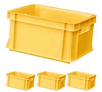 ARTECSIS 4x Caisse de Rangement Empilable 11L Jaune - 35x24x18 cm - Bac Plastique pour Rangement, Stockage, Transport ou Logistique