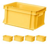 ARTECSIS 5x Caisse de Rangement Empilable 11L Jaune - 35x24x18 cm - Bac Plastique pour Rangement, Stockage, Transport ou Logistique