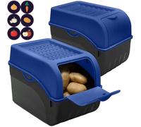 ARTECSIS Boîte Pomme de Terre bleue I Lot de 2 Boîtes de 9 Litres pour Rangement et Conservation Pommes de Terre, Oignons, Ail + 6 Stickers Fruit/Légume