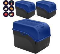 ARTECSIS Boîte Pomme de Terre bleue I Lot de 3 Boîtes de 9 Litres pour Rangement et Conservation Pommes de Terre, Oignons, Ail + 6 Stickers Fruit/Légume