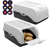 ARTECSIS Boîte Pomme de Terre I Lot de 2 Boîtes de 3,5 Litres pour Rangement et Conservation Pommes de Terre, Oignons, Ail + 6 Stickers Fruit/Légume