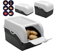 ARTECSIS Boîte Pomme de Terre I Lot de 3 Boîtes Blanches pour Rangement et Conservation Pommes de Terre, Oignons, Ail + 6 Stickers Fruit/Légume