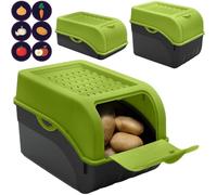 ARTECSIS Boîte Pomme de Terre I Lot de 3 Boîtes Vertes pour Rangement et Conservation Pommes de Terre, Oignons, Ail + 6 Stickers Fruit/Légume