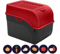 ARTECSIS Boîte Pomme de Terre rouge I Boîte de 9 Litres pour Rangement et Conservation Pommes de Terre, Oignons, Ail + 6 Stickers Fruit/Légume