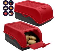 ARTECSIS Boîte Pomme de Terre rouge I Lot de 2 Boîtes de 3,5 Litres pour Rangement et Conservation Pommes de Terre, Oignons, Ail + 6 Stickers Fruit/Légume