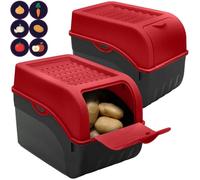 ARTECSIS Boîte Pomme de Terre rouge I Lot de 2 Boîtes de 9 Litres pour Rangement et Conservation Pommes de Terre, Oignons, Ail + 6 Stickers Fruit/Légume