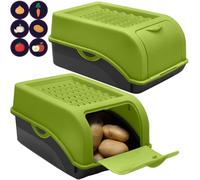 ARTECSIS Boîte Pomme de Terre verte I Lot de 2 Boîtes de 3,5 Litres pour Rangement et Conservation Pommes de Terre, Oignons, Ail + 6 Stickers Fruit/Légume