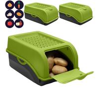 ARTECSIS Boîte Pomme de Terre verte I Lot de 3 Boîtes de 3,5 Litres pour Rangement et Conservation Pommes de Terre, Oignons, Ail + 6 Stickers Fruit/Légume