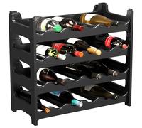 ARTECSIS Casier à Bouteilles pour 24 Bouteilles, Étagère à Vin, Range Bouteille en Plastique Noir