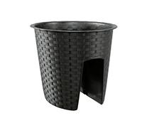 ARTECSIS Jardinière de Balcon, Balconnière extérieur, Pot de Fleur Balustrade - 30 cm - 12,3L - Aspect rotin, Ovale, Anthracite