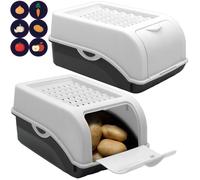 ARTECSIS Boîte Pomme de Terre I Lot de 2 Boîtes de 3,5 Litres pour Rangement et Conservation Pommes de Terre, Oignons, Ail + 6 Stickers Fruit/Légume