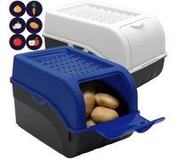 ARTECSIS Lot de 2 Boîte Pomme de Terre 5L Bleu/Blanc - Rangement Optimal - Conservation Idéale pour Pommes de Terre, Oignons & Ail