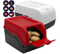 ARTECSIS Lot de 2 Boîte Pomme de Terre 5L Rouge/Blanc - Rangement Optimal - Conservation Idéale pour Pommes de Terre, Oignons & Ail