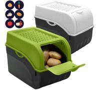 ARTECSIS Lot de 2 Boîte Pomme de Terre 5L Vert/Blanc - Rangement Optimal - Conservation Idéale pour Pommes de Terre, Oignons & Ail