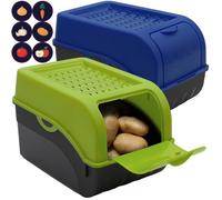 ARTECSIS Lot de 2 Boîtes de Conservation Alimentaire 5L Verte/Bleue + 6 Stickers/Fruit, Légume