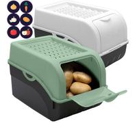ARTECSIS Lot de 2 Boîte Pomme de Terre 5L - Vert sauge/Blanc - Idéale pour Pommes de Terre, Oignons & Ail