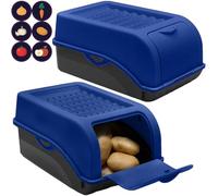 ARTECSIS® Lot de 2 boîtes à pommes de terre avec couvercle, 2,5 kg, bleu roi - Rangement légumes avec 6 étiquettes