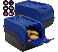 ARTECSIS® Lot de 2 boîtes à pommes de terre avec couvercle, 4 kg, bleu roi - Rangement légumes avec 6 étiquettes