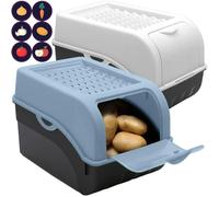 ARTECSIS Lot de 2 Boîtes de Conservation Alimentaire 5L Blanc/Bleu pastel + 6 Stickers/Fruit, Légume