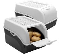 ARTECSIS Lot de 2 Boîtes de Conservation Alimentaire 5L Blanche + 6 Stickers/Fruit, Légume