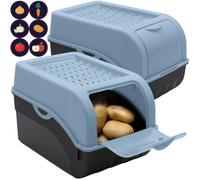 ARTECSIS Lot de 2 Boîtes de Conservation Alimentaire 5L Bleu pastel + 6 Stickers/Fruit, Légume