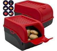 Boîte de rangement Artecsis 2 Boîtes de conservation alimentaire 7,7L Rouge / Boite a Pomme de terre Stickers inclus Stockage Légumes Fruits Oignons