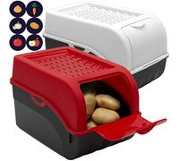 ARTECSIS Lot de 2 Boîtes de Conservation Alimentaire 5L Rouge/Blanche + 6 Stickers/Fruit, Légume