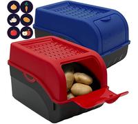 ARTECSIS Lot de 2 Boîtes de Conservation Alimentaire 5L Rouge/Bleue + 6 Stickers/Fruit, Légume