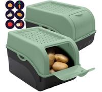 ARTECSIS Lot de 2 Boîtes de Conservation Alimentaire 5L Vert sauge + 6 Stickers/Fruit, Légume