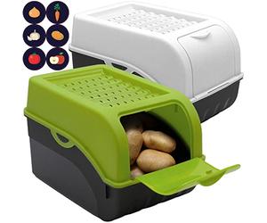 ARTECSIS Lot de 2 Boîtes de Conservation Alimentaire 5L Verte/Blanche + 6 Stickers/Fruit, Légume