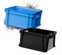 ARTECSIS Lot de 2 Caisses en plastique 29L - 41X34x24 cm - Anthracite et Bleu/Bac de rangement empilable