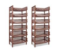 ARTECSIS Lot de 2 Étagères de Rangement en Plastique 6 Niveaux / 120x50x40cm, Brun