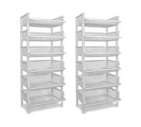 ARTECSIS Lot de 2 Étagères de Rangement en Plastique 6 Niveaux / 120x50x40cm, Gris