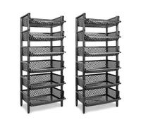 Lot de 2 Étagères paniers 6 niveaux ARTECSIS - 120x50x40cm(HxlxP) Anthracite, Charge max 10Kg/cagette - Etagère rangement Legumier