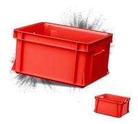 ARTECSIS Lot de 2x Mini caisse rangement plastique / 11L, 35x24x18cm, Rouge