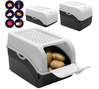 ARTECSIS Lot de 3 Boîte Pomme de Terre 3.5L, 5L & 9L Blanc - Rangement Optimal - Idéale pour Pommes de Terre, Oignons & Ail