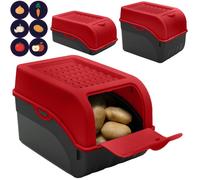 ARTECSIS Lot de 3 Boîte Pomme de Terre 3.5L, 5L & 9L Rouge - Rangement Optimal - Idéale pour Pommes de Terre, Oignons & Ail