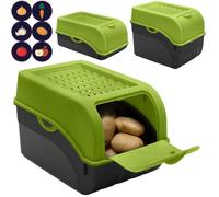 ARTECSIS Lot de 3 Boîte Pomme de Terre 3.5L, 5L & 9L Vert - Rangement Optimal - Idéale pour Pommes de Terre, Oignons & Ail