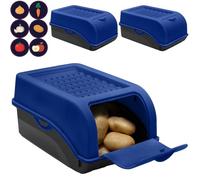 ARTECSIS® Lot de 3 boîtes à pommes de terre avec couvercle, 2,5 kg, bleu roi - Rangement légumes avec 6 étiquettes