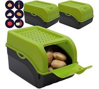 ARTECSIS Lot de 3 Boîtes de Conservation Alimentaire 5L - Vert + 6 Stickers/Fruit, Légume
