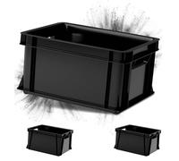 ARTECSIS® Lot de 3 caisses de rangement empilables en plastique 29 L, anthracite, 41 x 34 x 24 cm - Maison et atelier