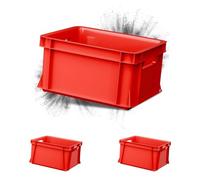 ARTECSIS Lot de 3 Caisses en plastique 29L - 41X34x24 cm - Rouge/Bac de rangement empilable