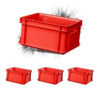 ARTECSIS Lot de 4x Mini caisse rangement plastique / 11L, 35x24x18cm, Rouge