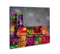 ARTEDinoi Graffiti Tableau Moderne sur Toile Cathédrale de Munich décoration Murale Taille 80x80x2cm