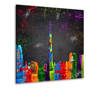 ARTEDinoi Graffiti Tableau Moderne sur Toile Ligne d'horizon de Dubaï décoration Murale (Kopie) Taille 40x40x2cm