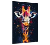 ARTEDinoi Pop Art Tableau Moderne sur Toile Girafe colorée décoration Murale Taille 30x40x2cm